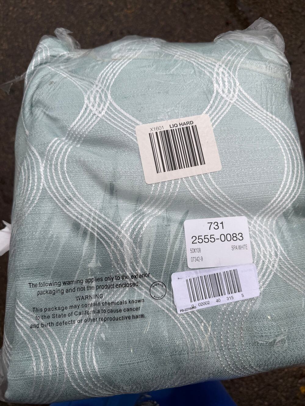 White Embroidered  Teal Panel 100% Blackout Curtain Panel 50" x 108" – New
